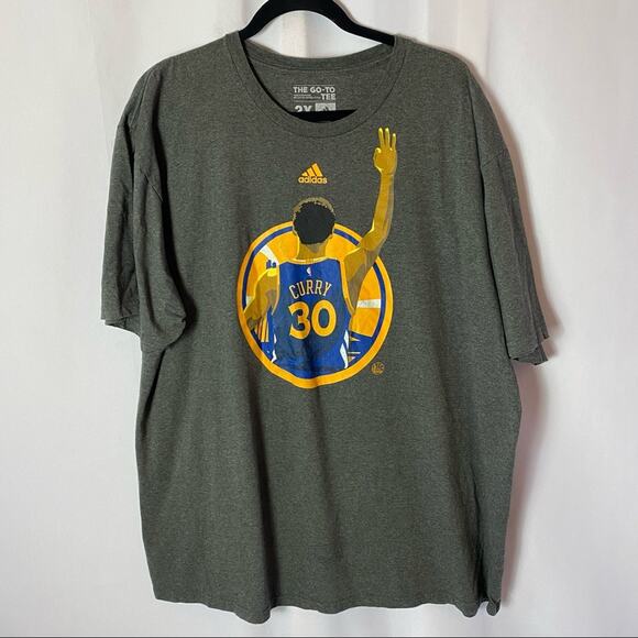Adidas Men's Gray & Blue Warriors NBA T-Shirt Size 2X - Picture 1 of 4